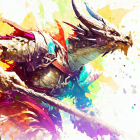 Colorful fantasy art of armored knight on dragon