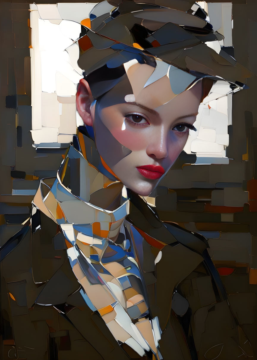 Stylized digital portrait with cubist-like features