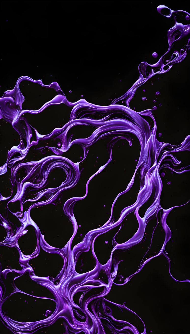 Dynamic Purple Liquid Swirling on Black Background