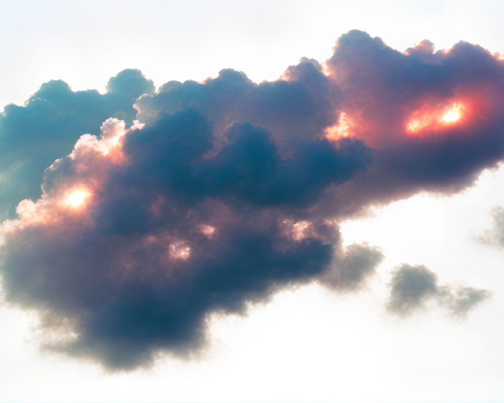 Dramatic dark cloud with sunlight creating radiant flares