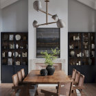 Contemporary Room with Geometric Shapes and Brown Leather Chair