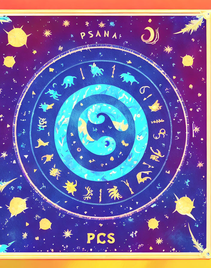 Vibrant Zodiac Wheel with Astrological Symbols on Gradient Background