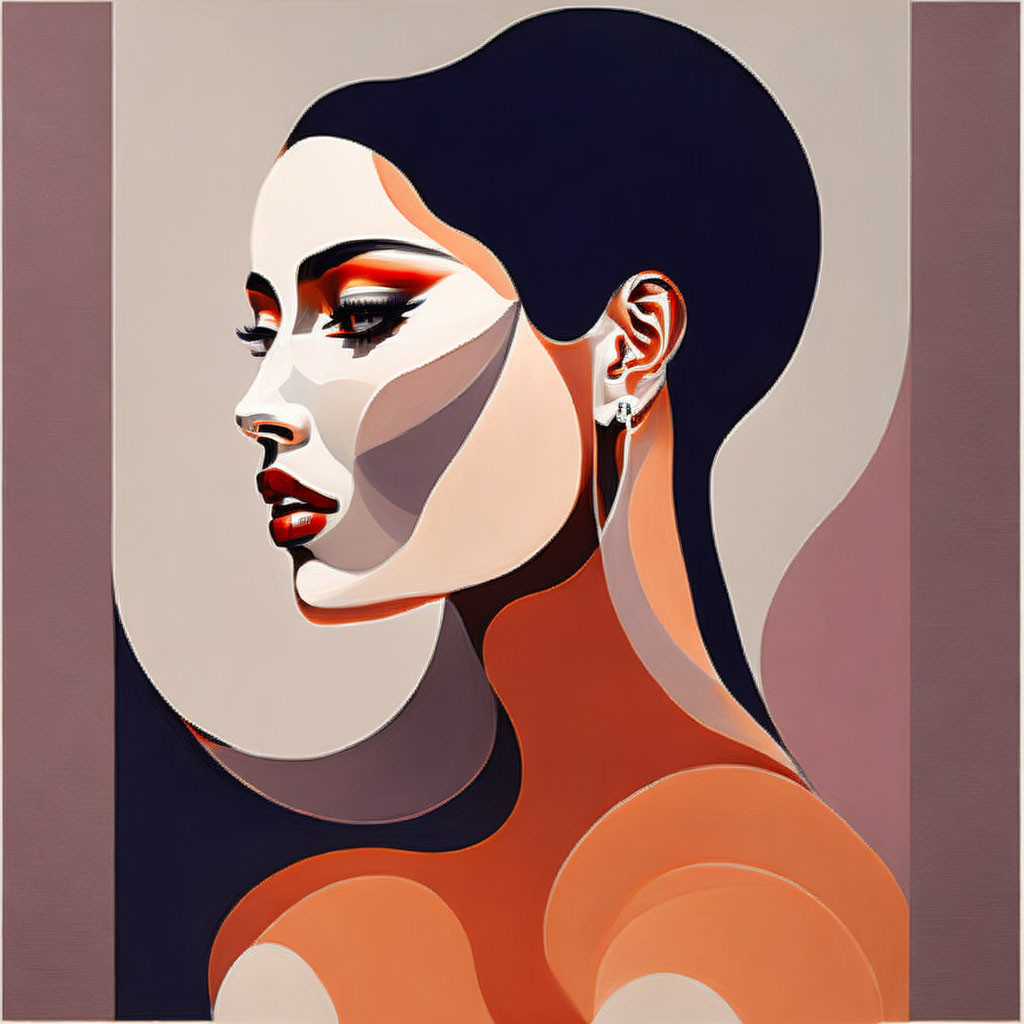 Abstract portrait of woman with bold makeup and warm tones