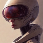 Detailed illustration of person in futuristic helmet with reflective visor