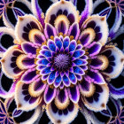 Intricate Purple and Gold Fractal Flower Design