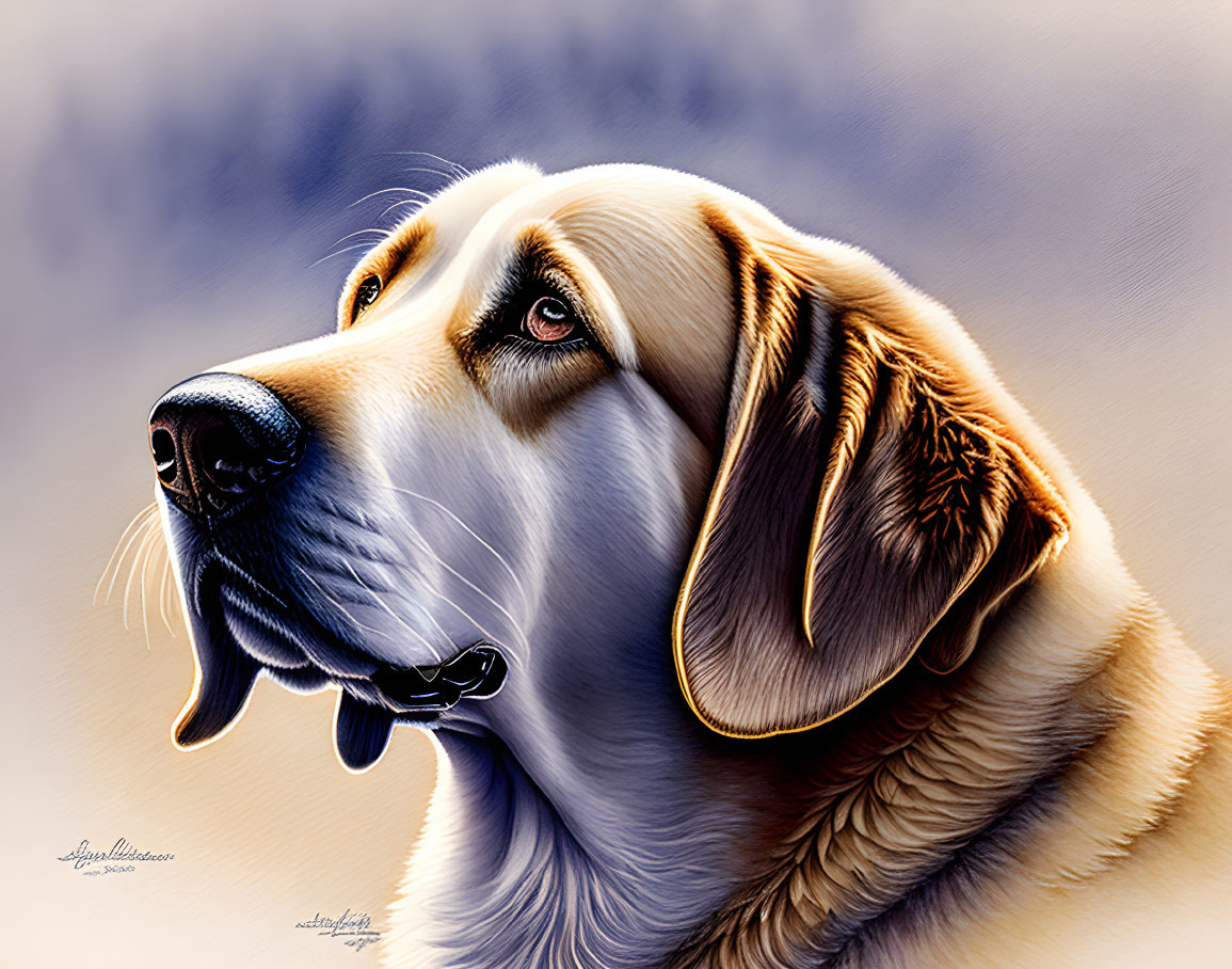 Detailed Golden Retriever Digital Illustration with Expressive Eyes