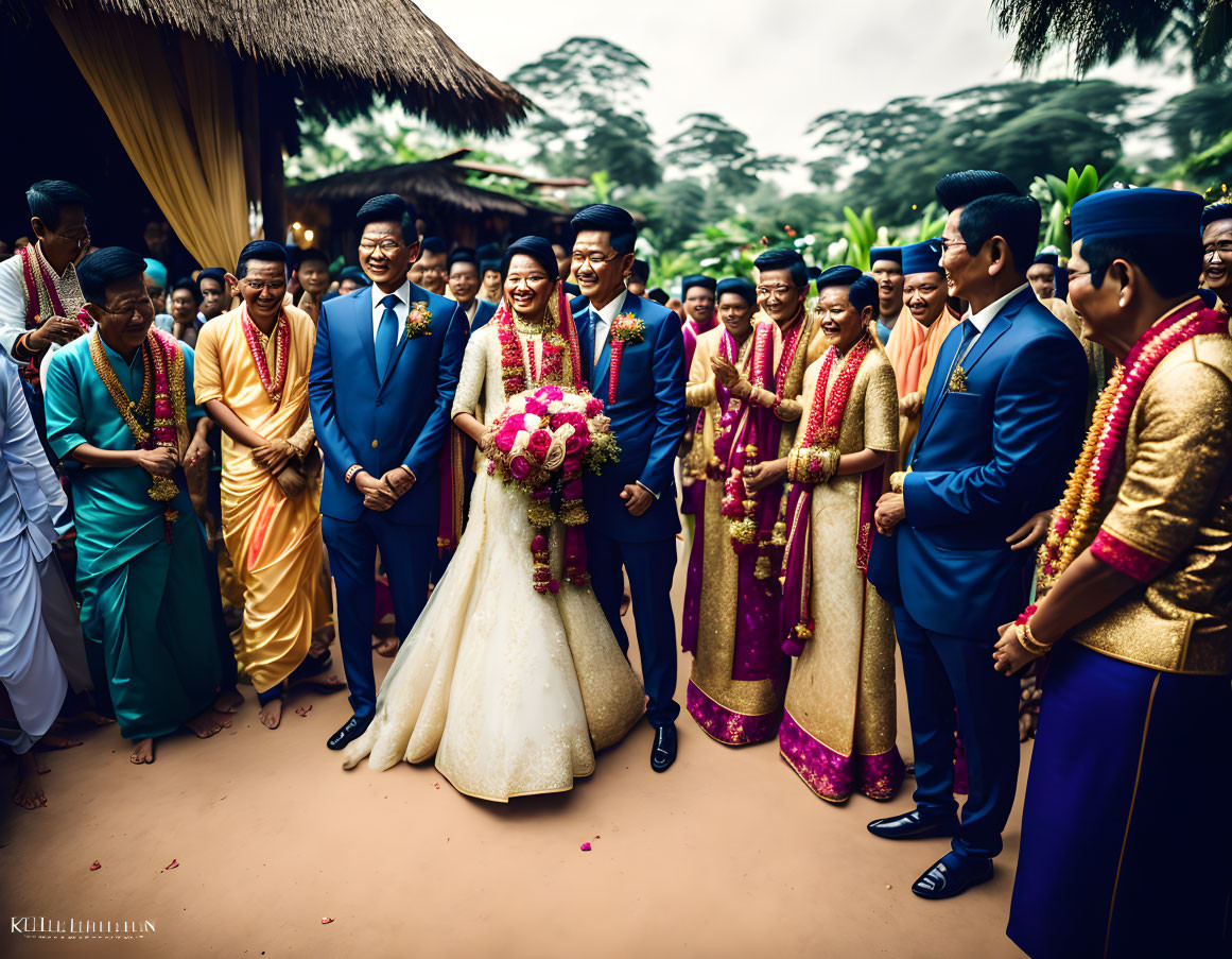 Traditional Attire Wedding Procession Outdoors