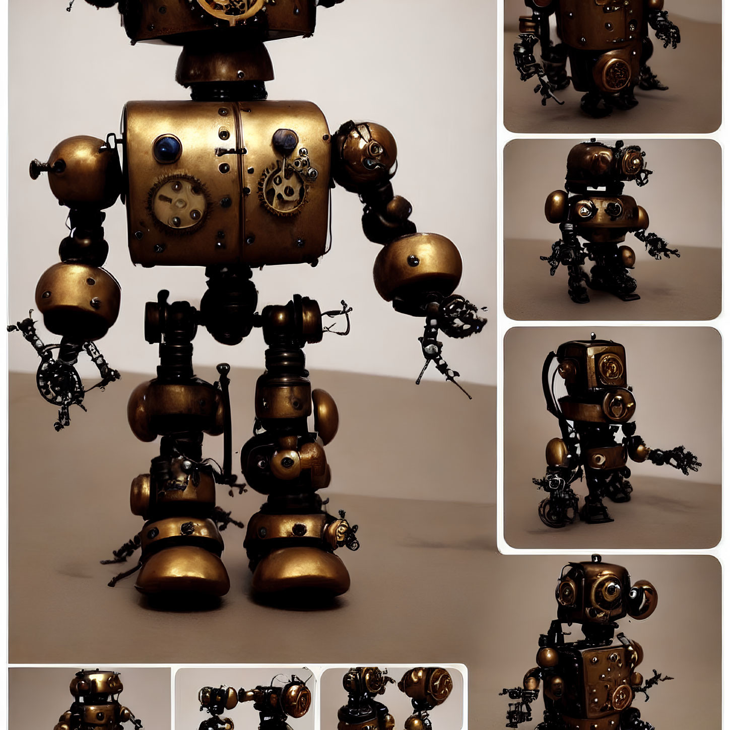 Steampunk Style Robot Collage with Gears and Pipes