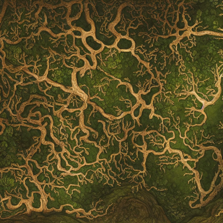 Lush Green Landscape with Twisting Rivers Pattern