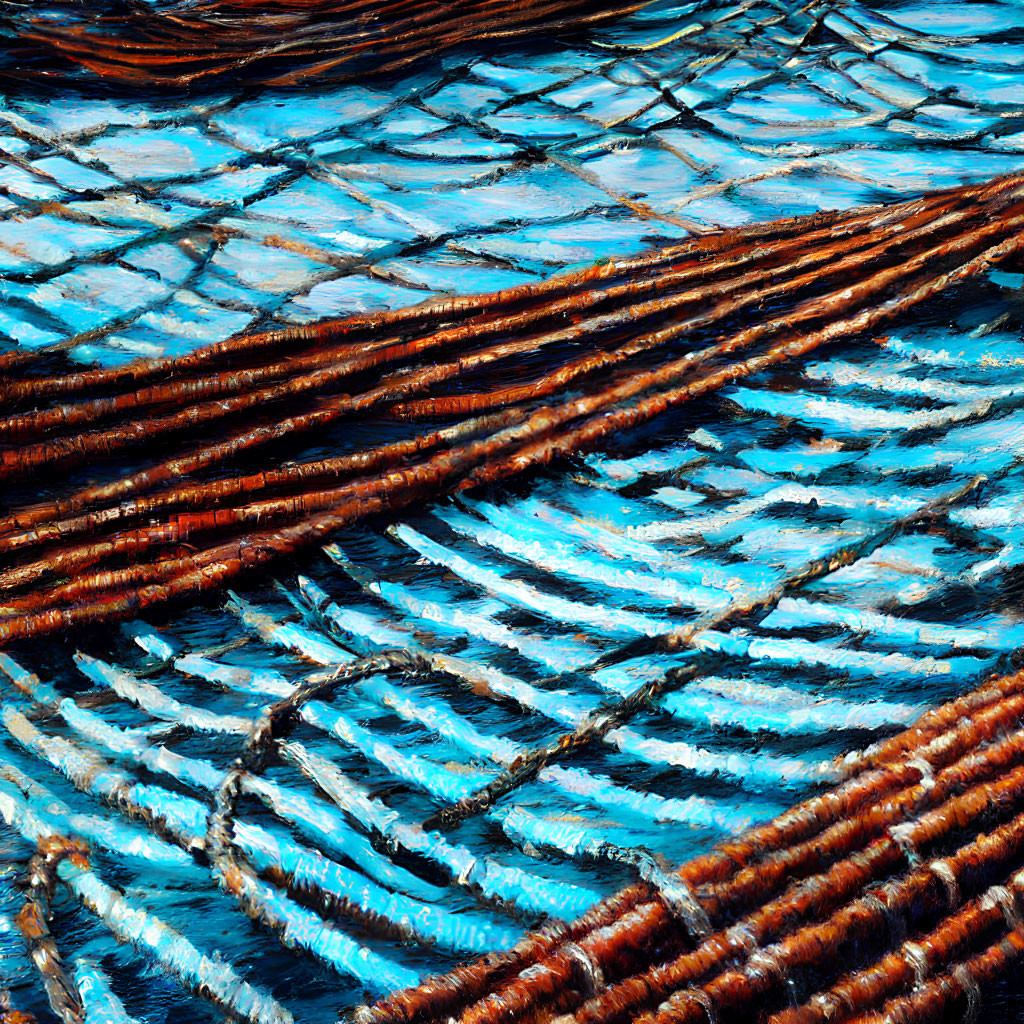 Dried Fish Arranged on Bamboo Rods in Sunlight