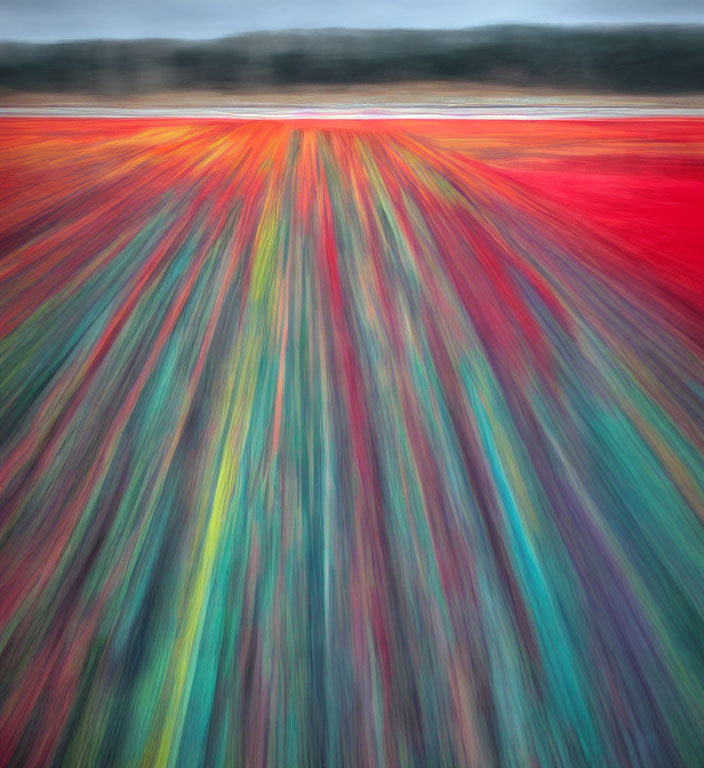 Abstract Colorful Lines Radiating from Central Point in Red, Blue, and Green Hues