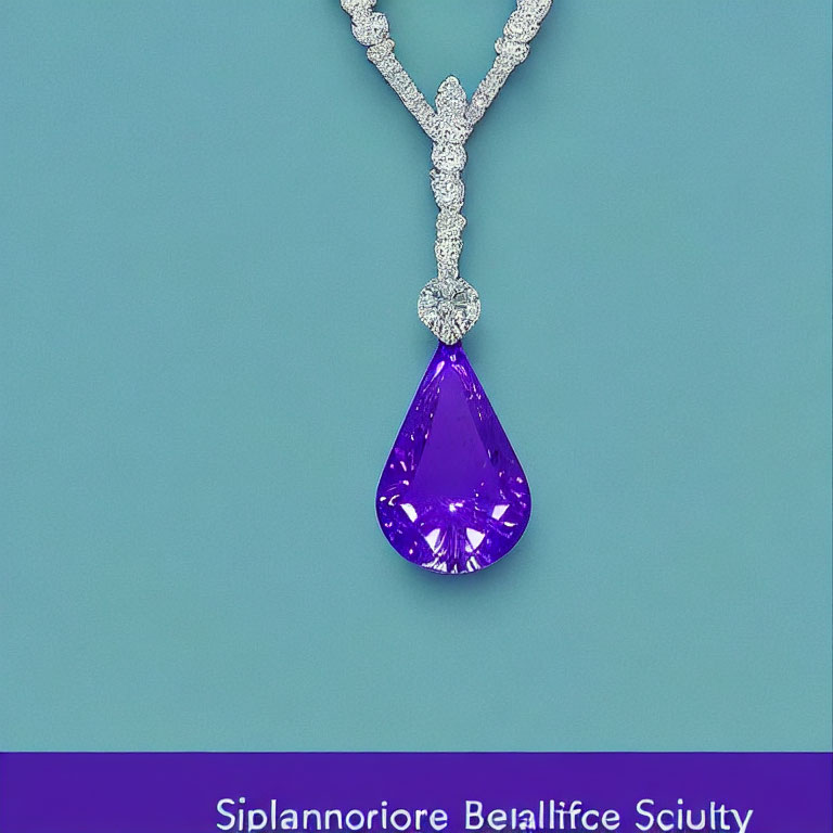 Amethyst Teardrop Pendant with Diamond Accents on White Gold Chain