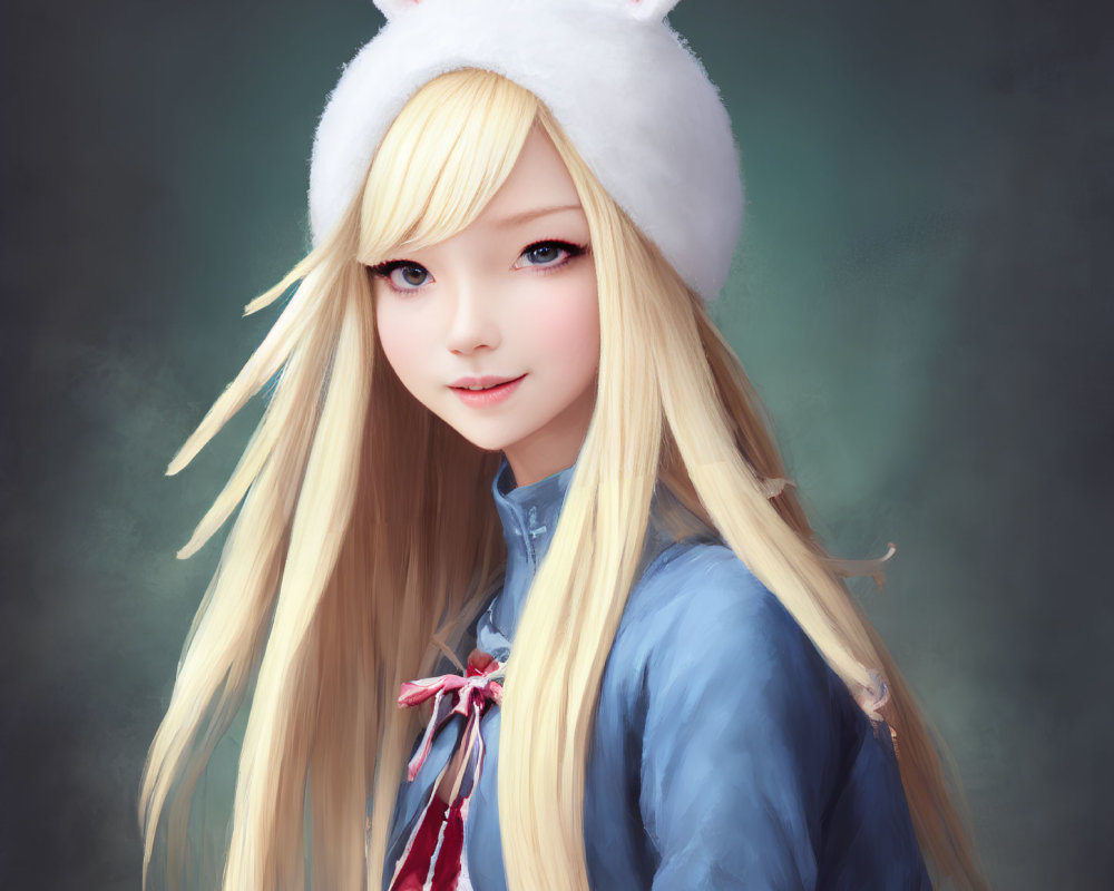 Blonde-haired person with bunny ears in digital art