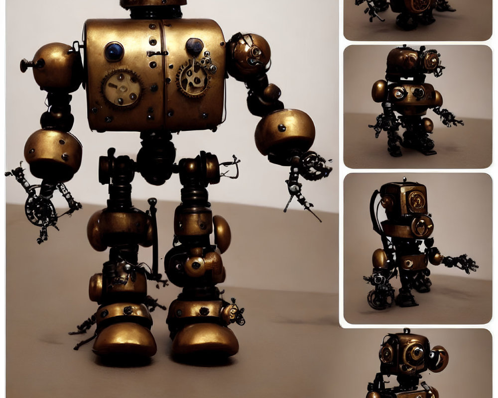 Steampunk Style Robot Collage with Gears and Pipes