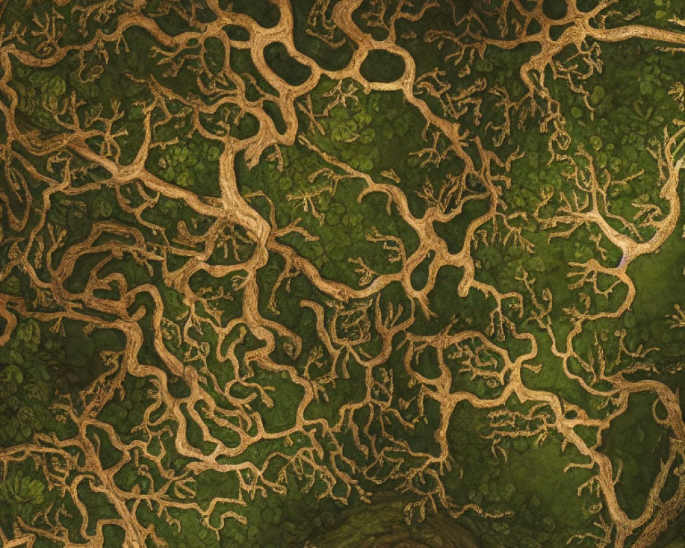 Lush Green Landscape with Twisting Rivers Pattern