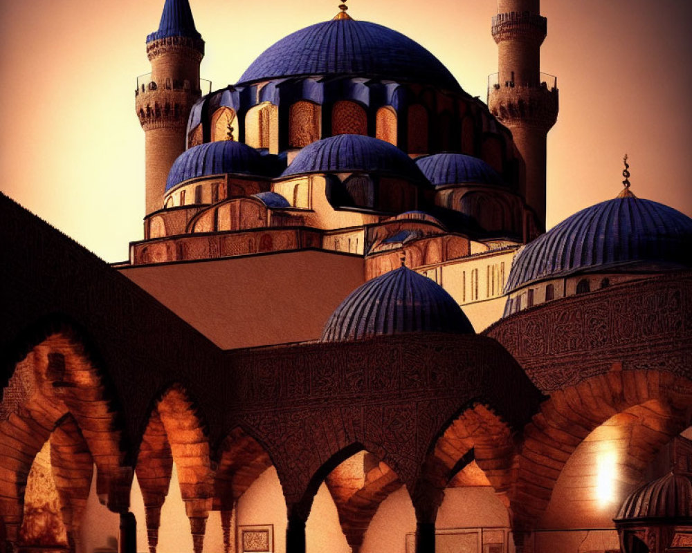 Majestic Sultan Ahmed Mosque with Blue Domes and Minarets