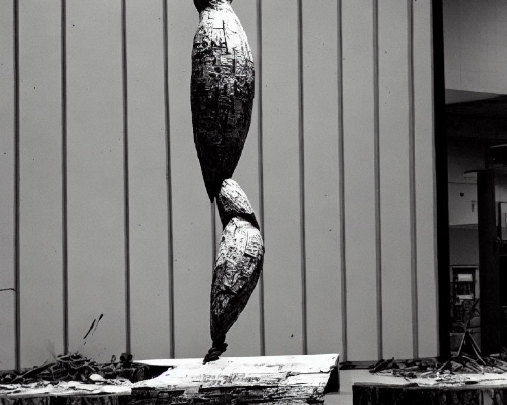 Woodpecker Sculpture Balancing on Beak Indoors