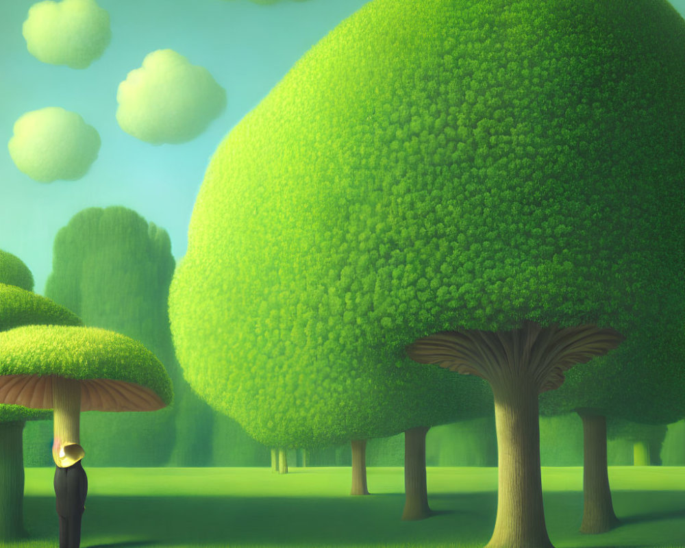 Lush Green Trees in Whimsical Illustration