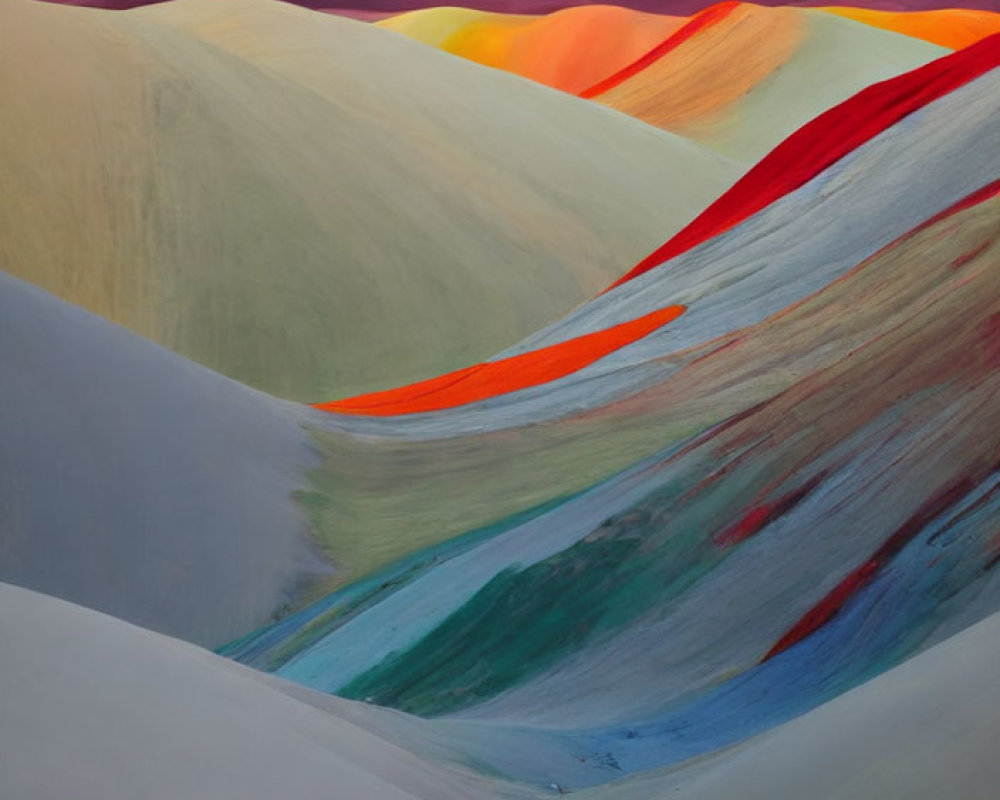 Vibrant bands on sand dunes form surreal landscape