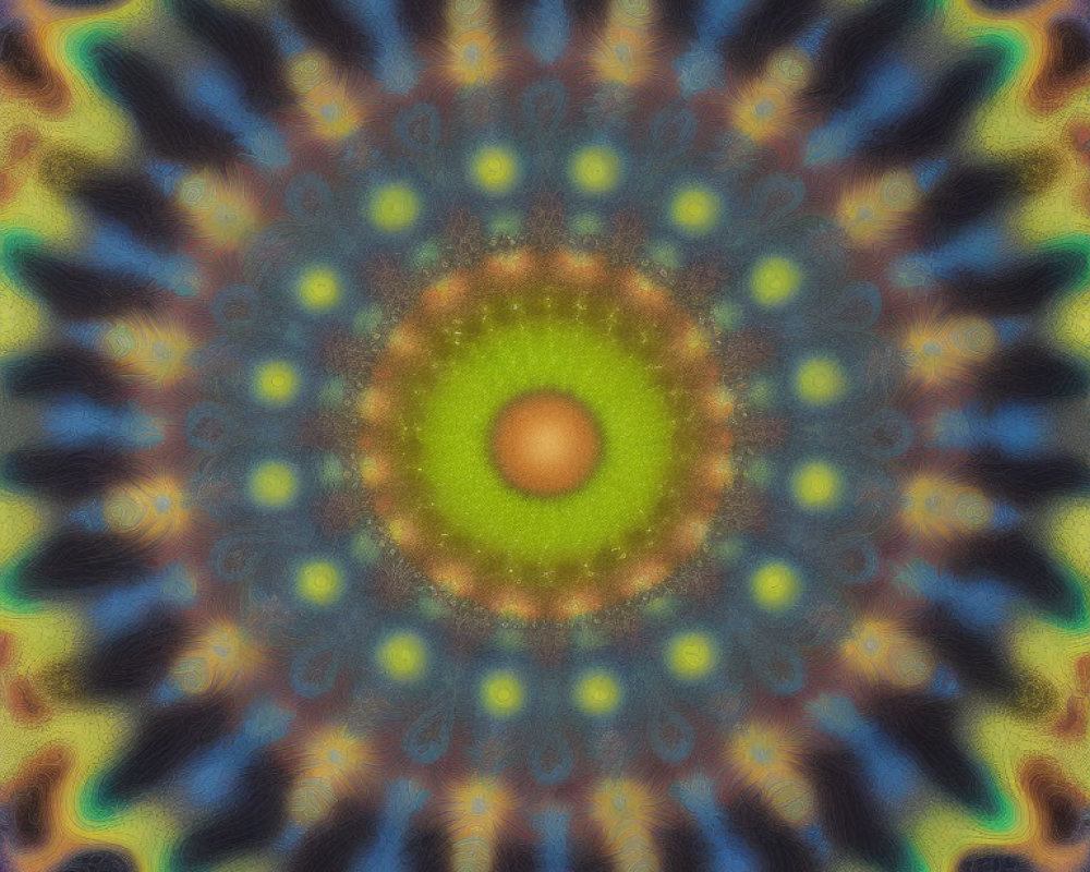 Multicolored Symmetrical Kaleidoscopic Pattern on Textured Background