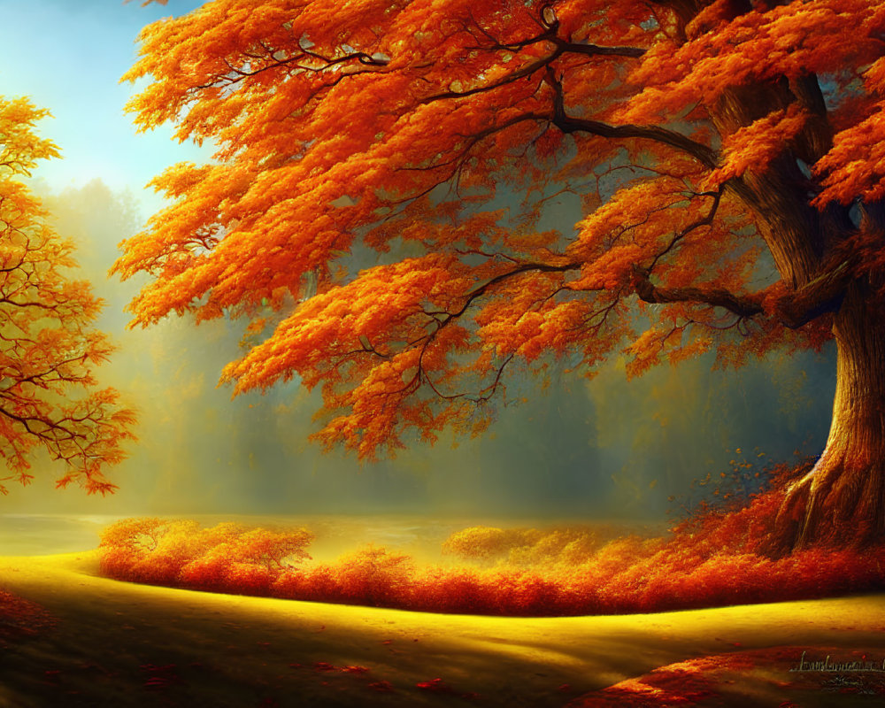 Tranquil Autumn Landscape with Vibrant Foliage