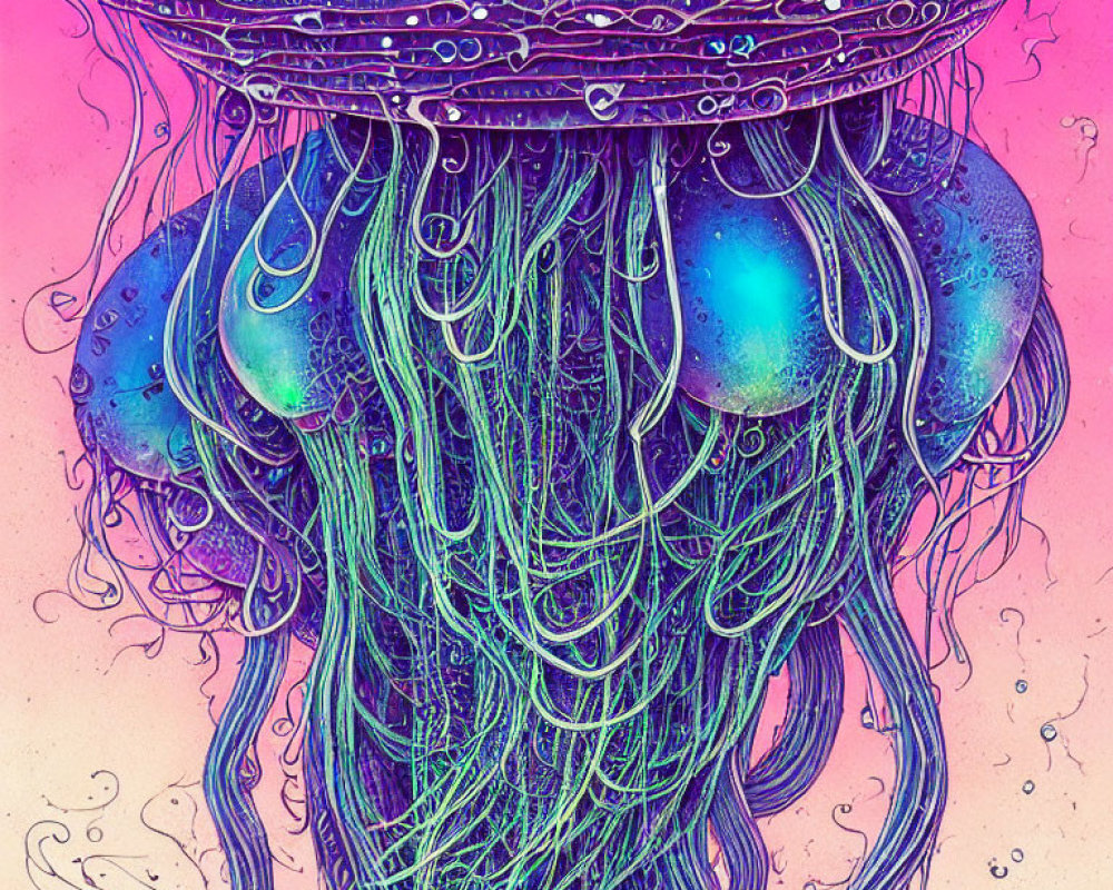 Colorful Jellyfish Illustration on Gradient Background