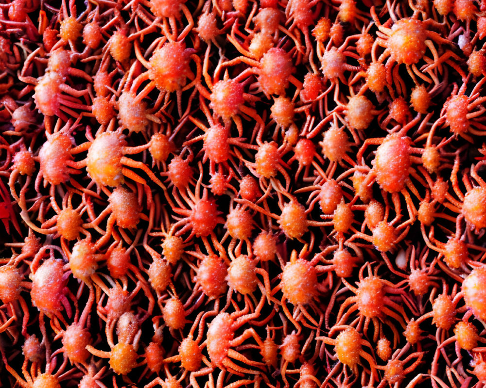 Cluster of Spiny Red Sea Urchins with Sharp Spines