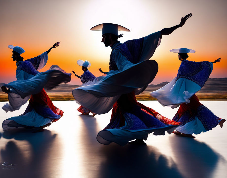 Sufi Whirling Dervishes Perform Spiritual Dance at Sunset