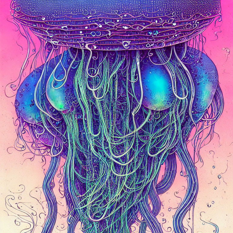 Colorful Jellyfish Illustration on Gradient Background