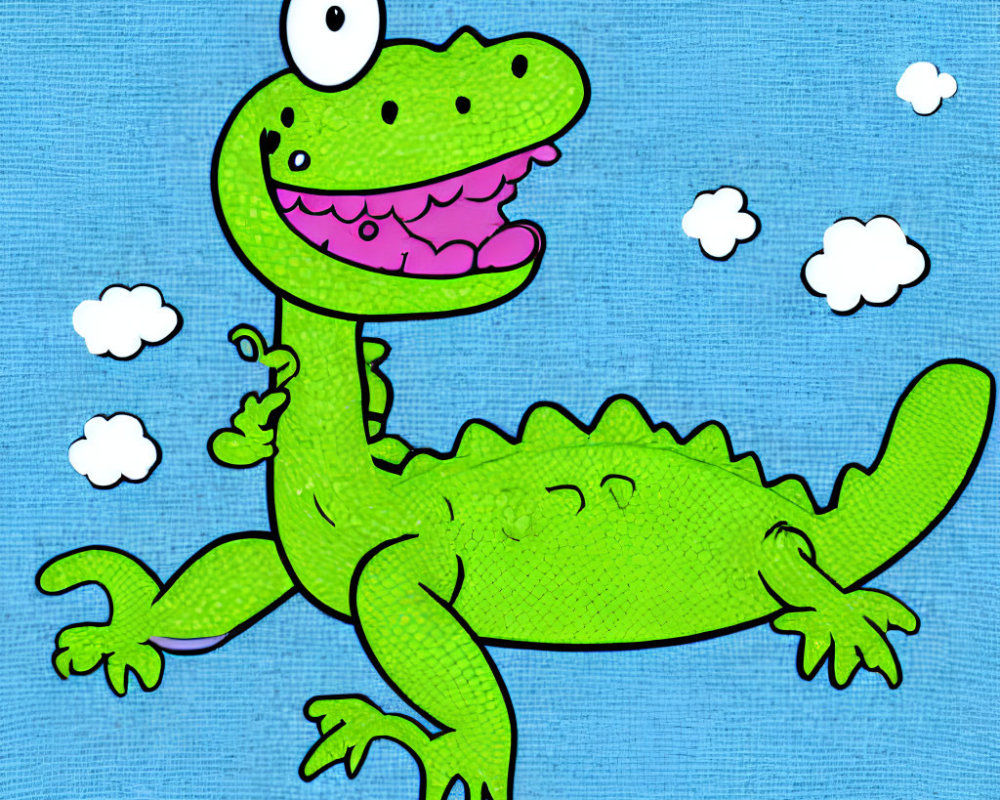 Cartoon Crocodile Smiling on Blue Background