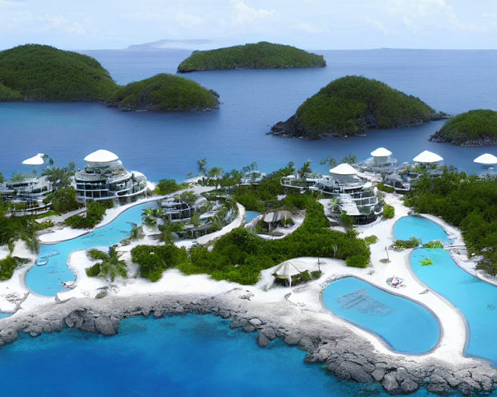 Luxurious Tropical Island Resort with White Villas & Blue Waters