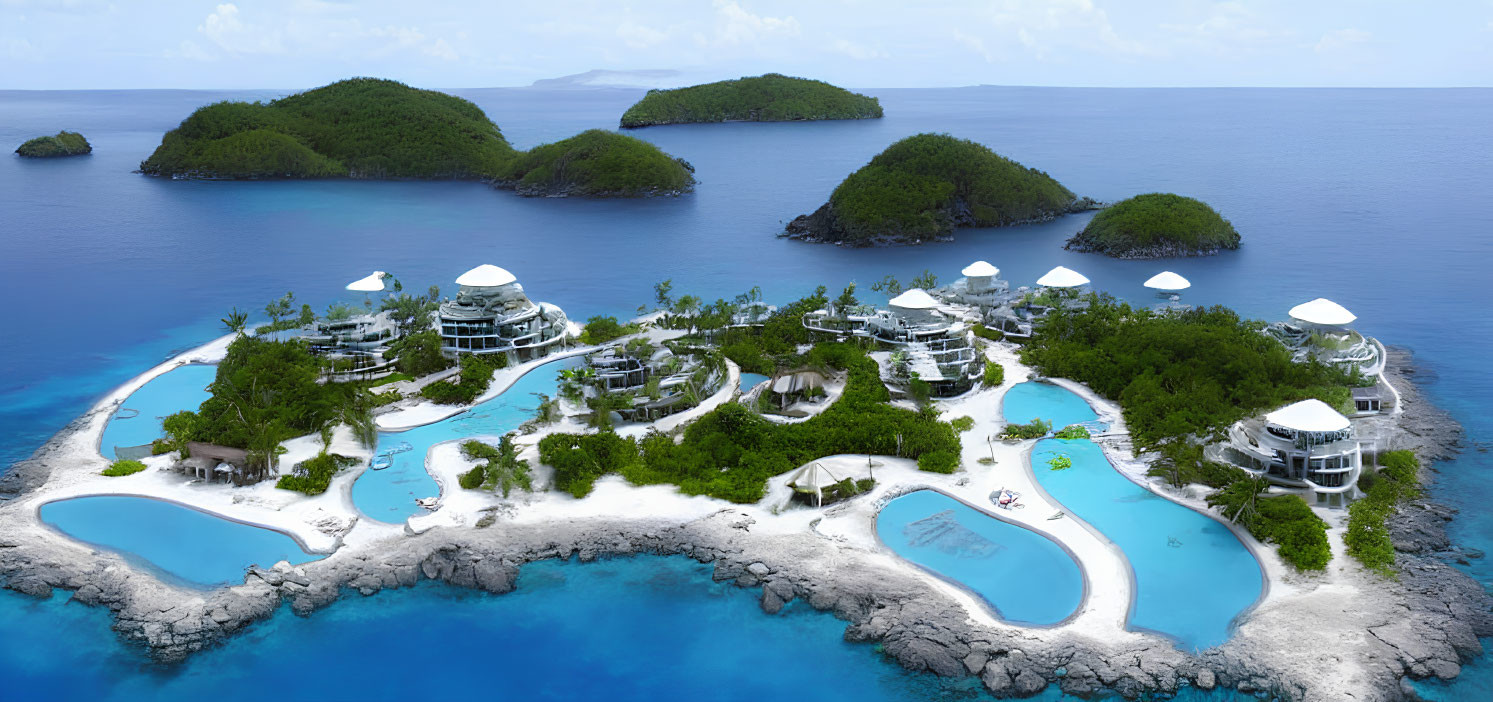 Luxurious Tropical Island Resort with White Villas & Blue Waters