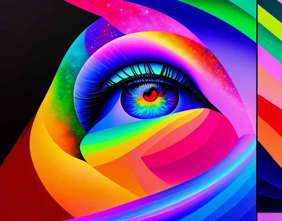 Colorful Abstract Eye Artwork with Cosmic Texture