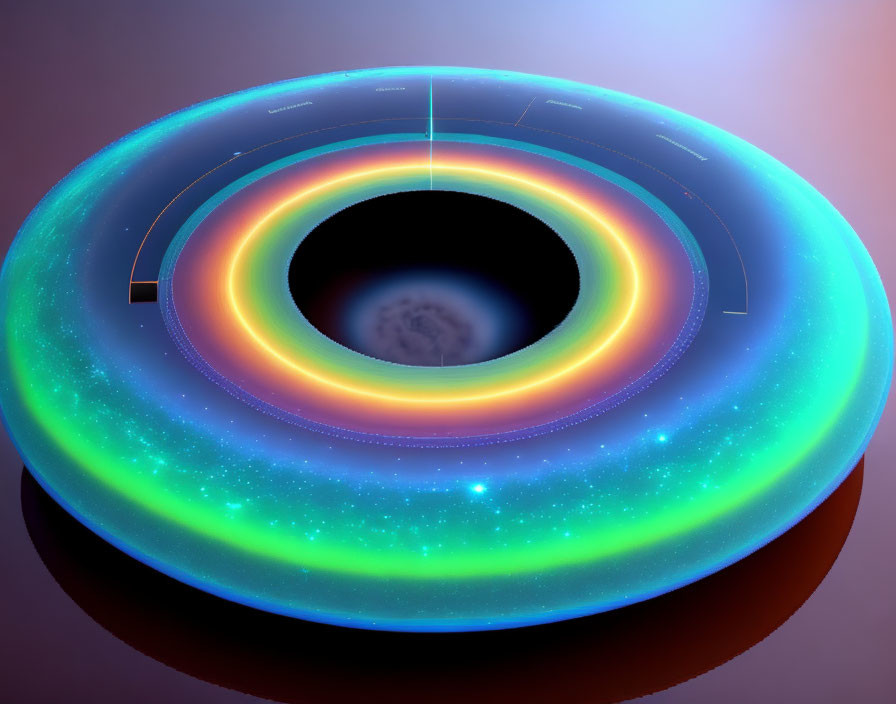 Vibrant torus digital illustration with radiant spectrum of colors