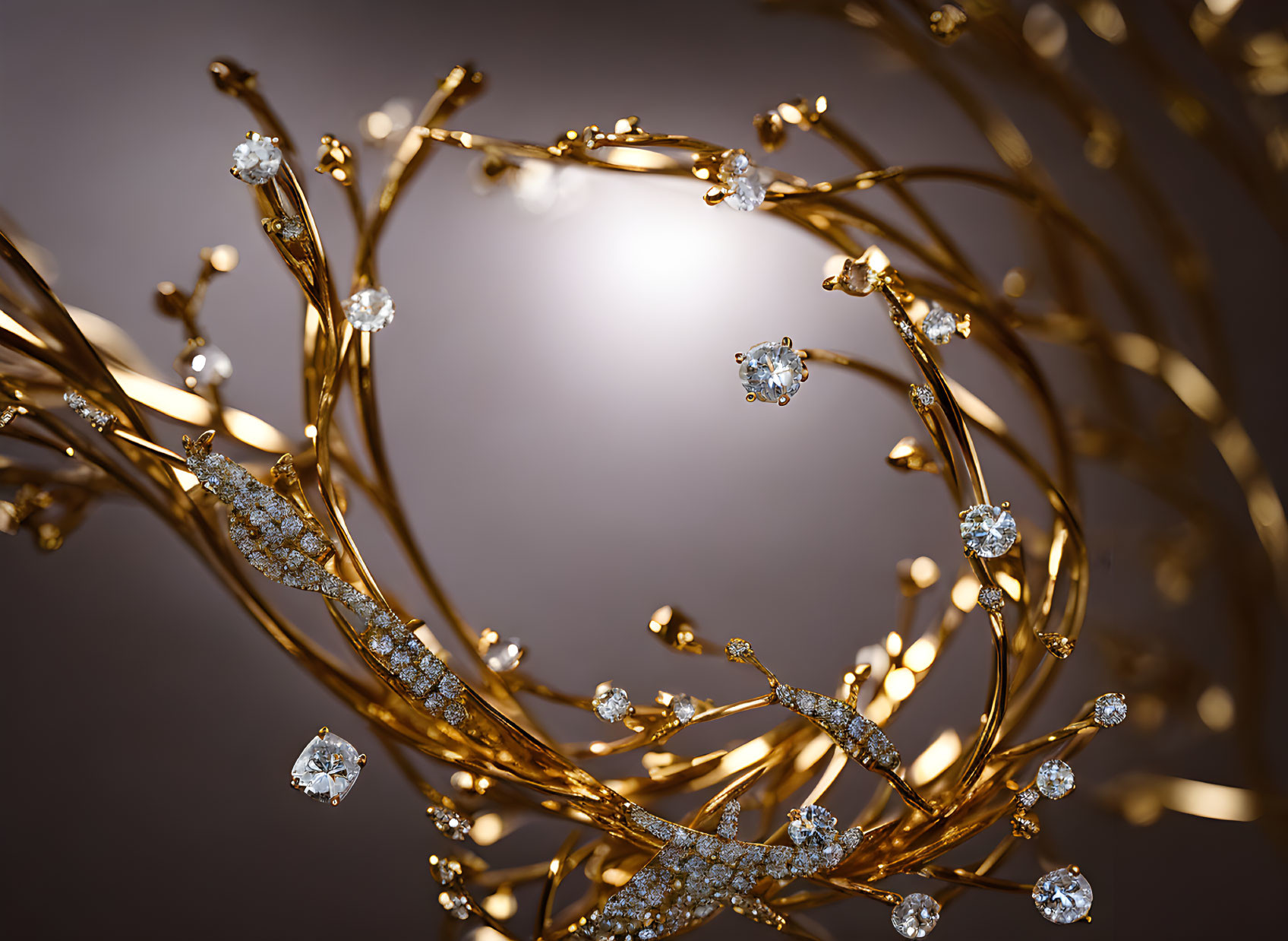 Luxurious Golden Jewelry Piece with Sparkling Diamonds