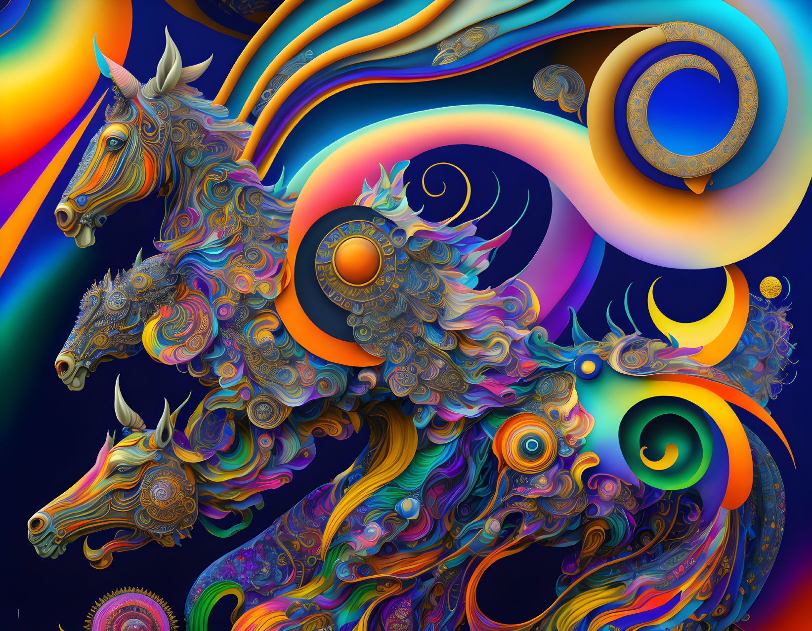 Abstract Psychedelic Horse Artwork with Vibrant Colors