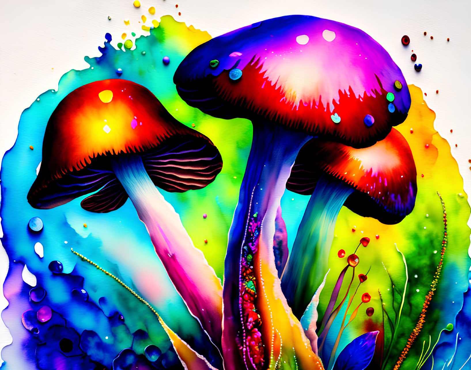 Vibrant Mushroom Illustration with Psychedelic Colors