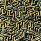 Intricate 3D maze with gold and green color scheme