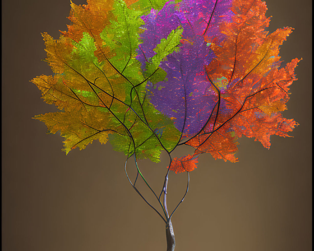 Vibrant autumn color transitions in digital tree artwork