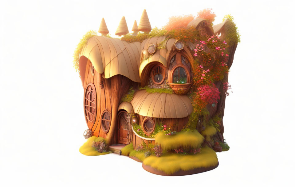 Enchanting 3D illustration of whimsical fairytale house