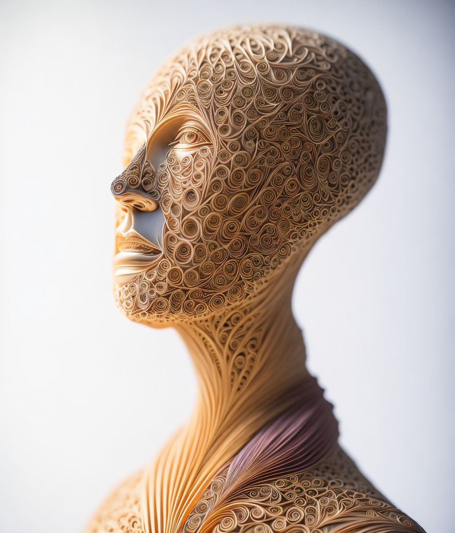 Intricate patterned bust with stylized human form.