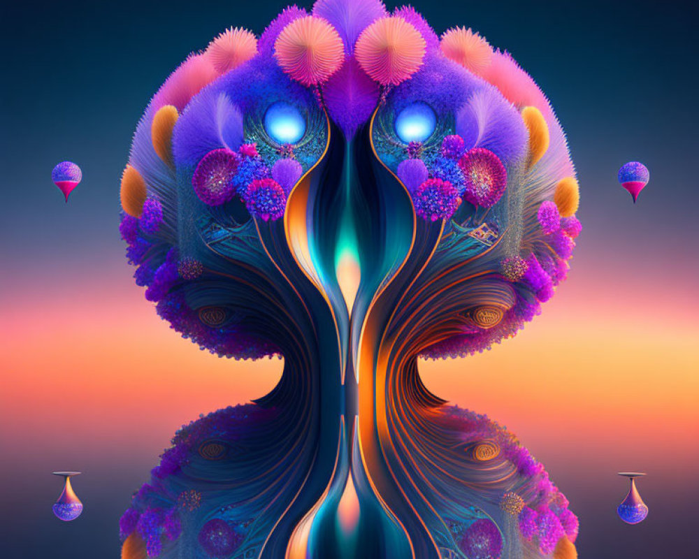 Symmetrical Fractal Art Resembling Tree with Balloon-like Shapes