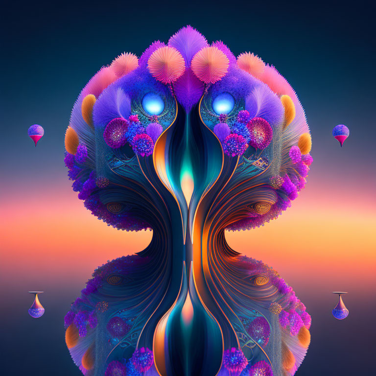 Symmetrical Fractal Art Resembling Tree with Balloon-like Shapes