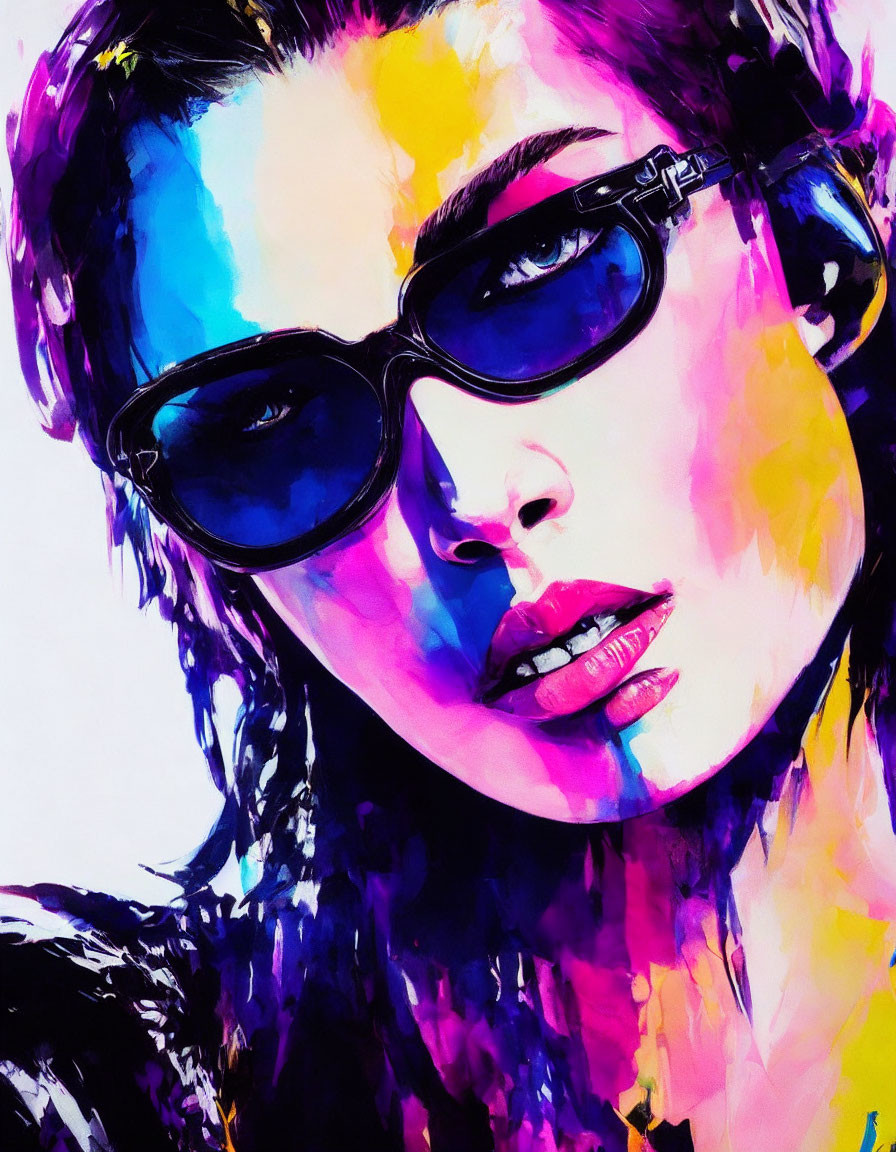 Colorful Portrait Featuring Person in Dark Sunglasses