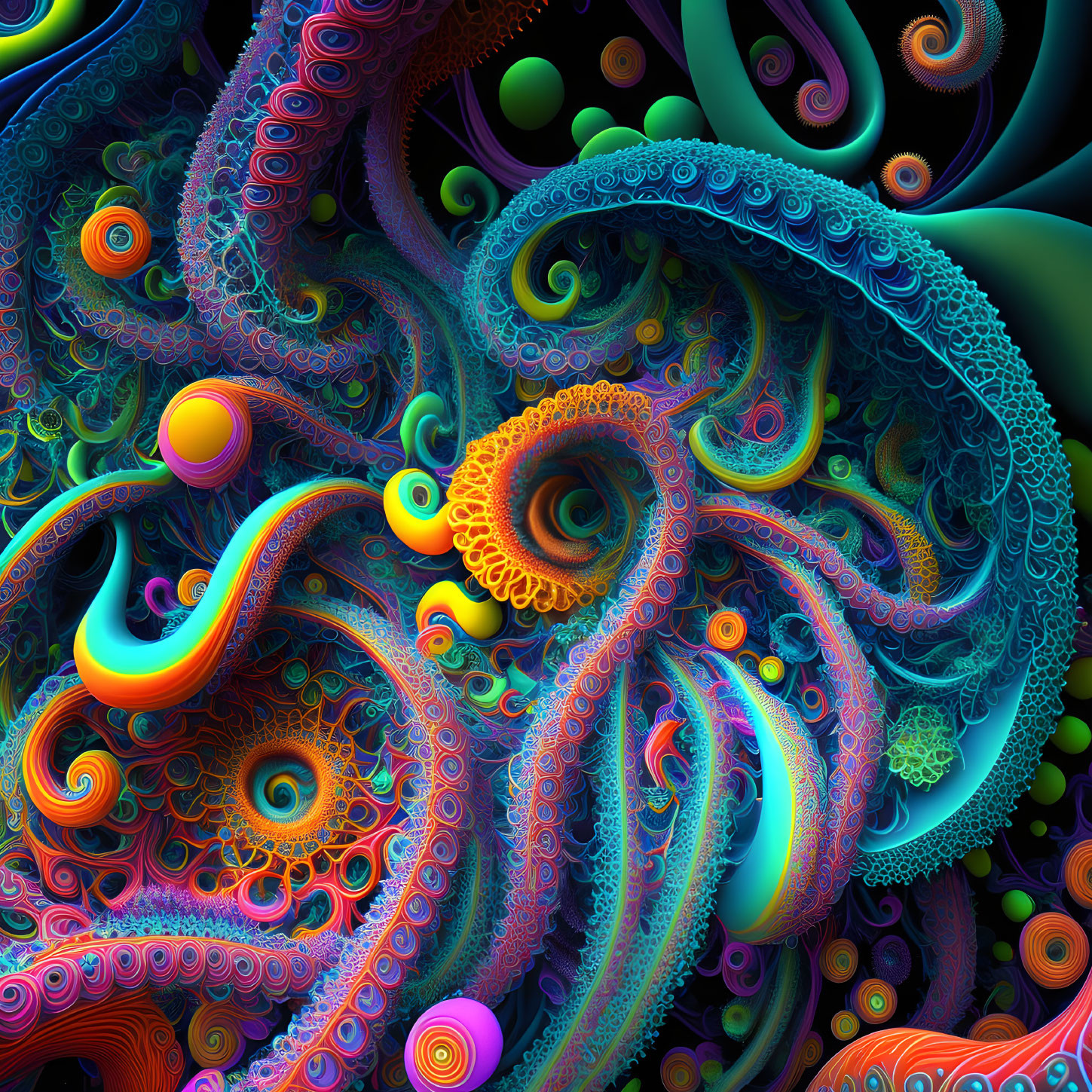 Colorful Spiral Fractal Image with Vibrant Patterns