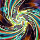 Colorful digital art: Swirling colors blend with cosmic elements