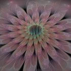 Fractal Digital Art: Blooming Flower with Purple and Blue Petals