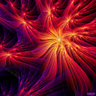 Vivid Abstract Fractal Image with Swirling Patterns and Bright Light Points