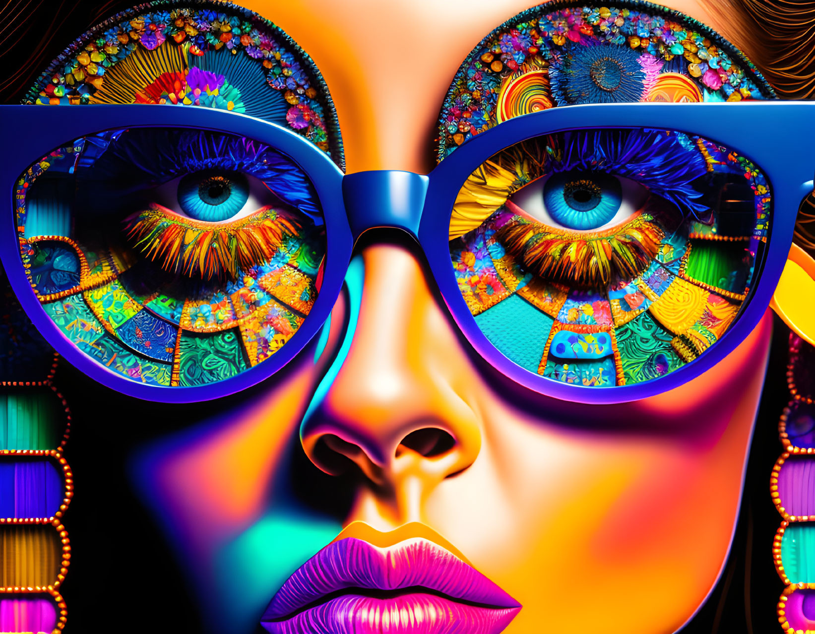 Surreal Portrait with Colorful Oversized Glasses