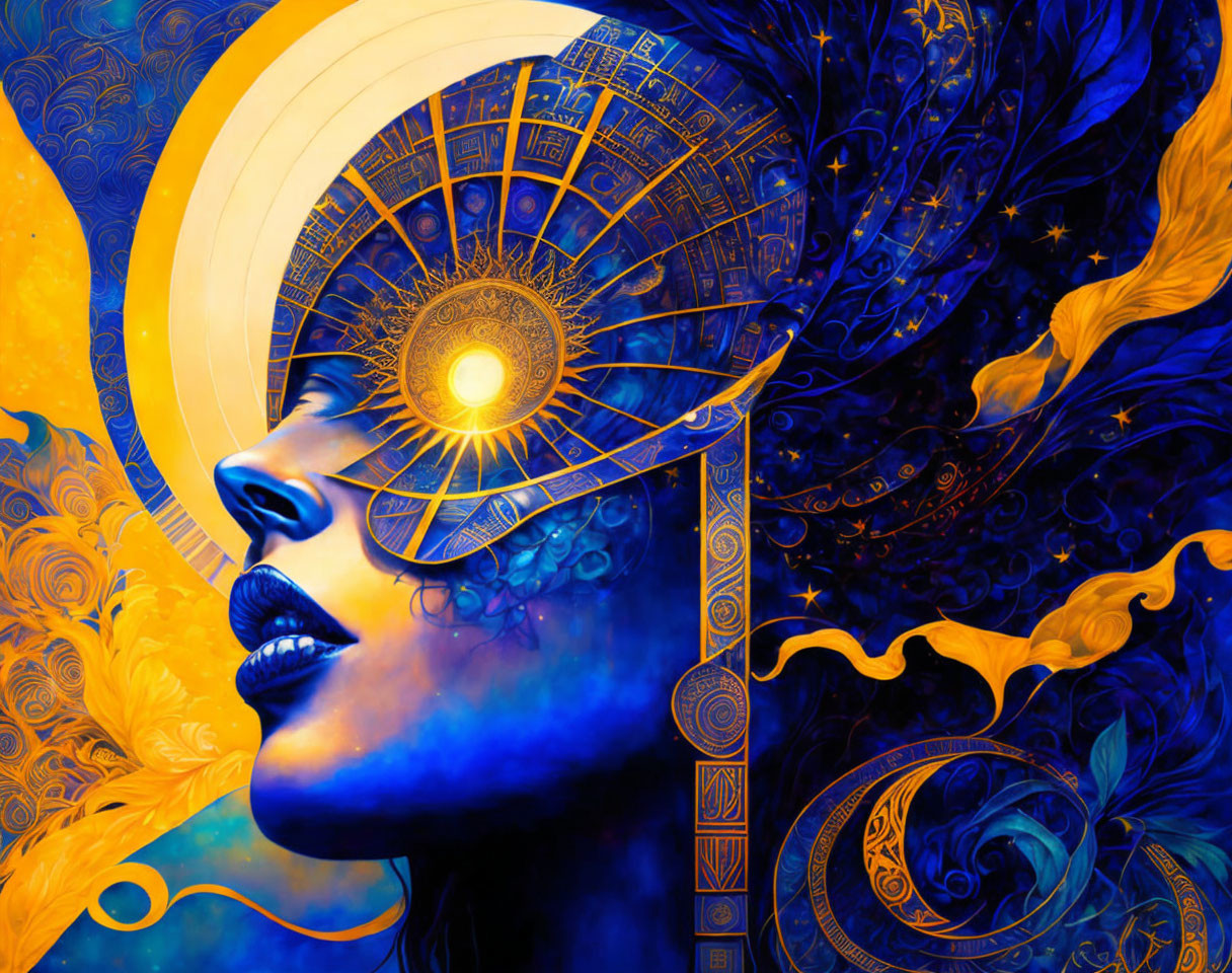 Cosmic Profile of a Woman with Vibrant Colors